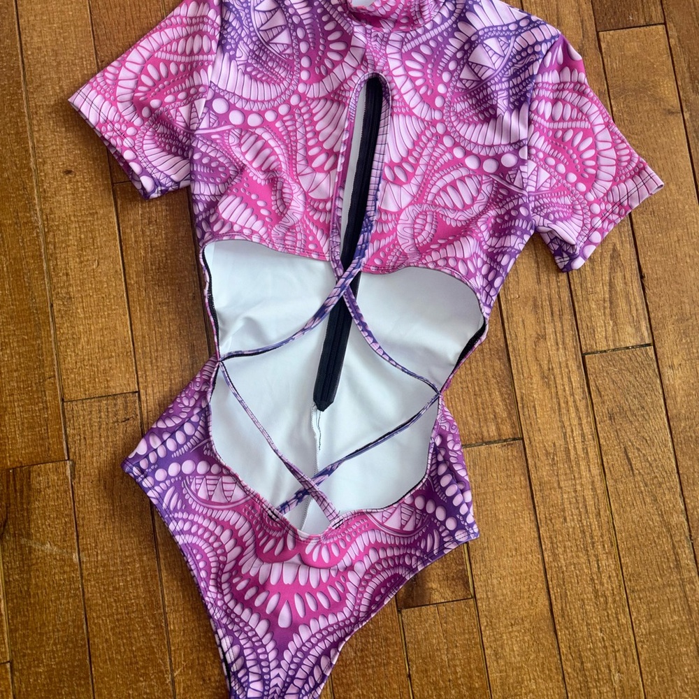 Badinka Purple/Pink Rave Festival Bodysuit Outfit